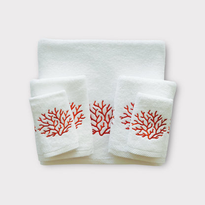 Whole Set Sunlit Coral - Red Thread on White