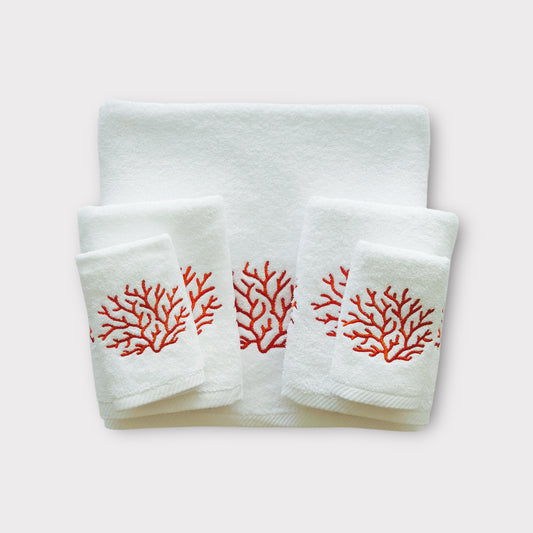 Whole Set Sunlit Coral - Red Thread on White