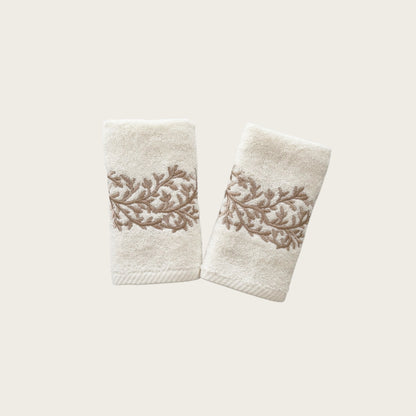 Guest Set Leaves- Gold Thread on Light Cream