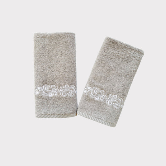 Hand Set Willow - White Thread on Grey