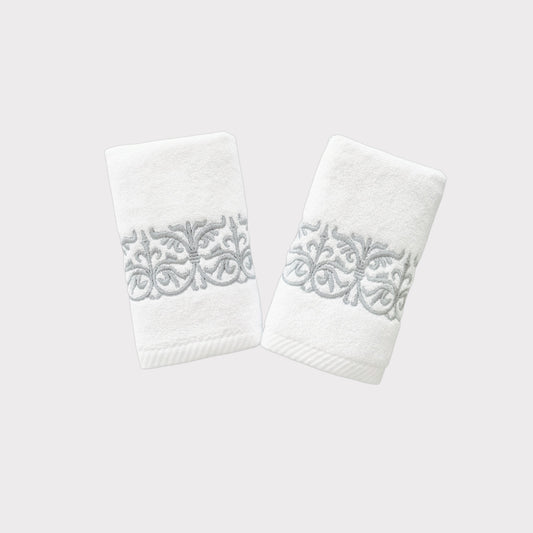 Guest Set Iron Door - Silver Thread on White