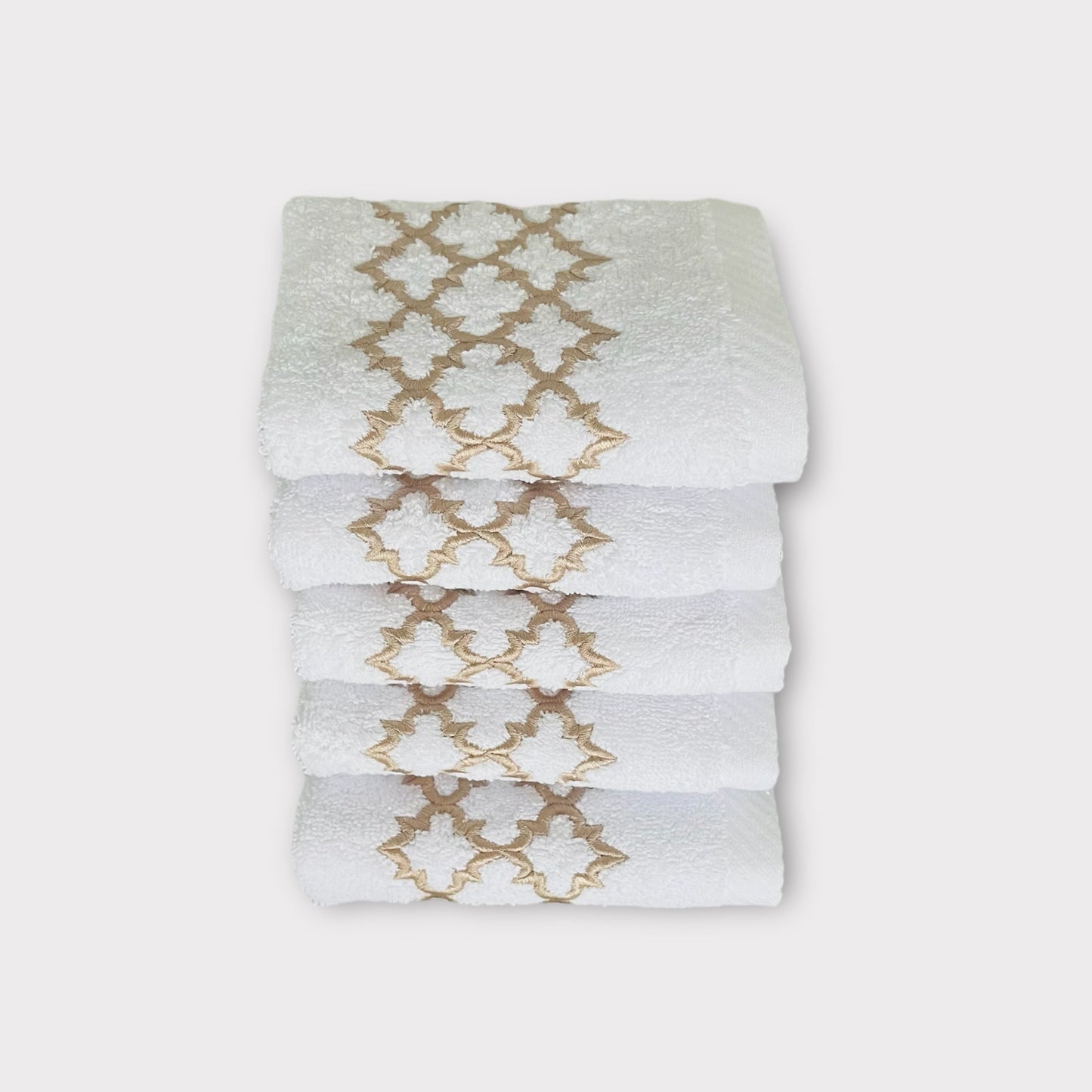 Guest Set Arabesque - Gold Thread on White