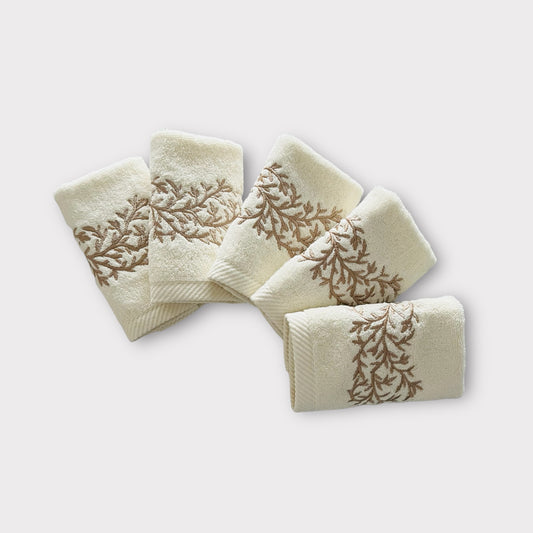 Guest Set Leaves - Gold Thread on Cream